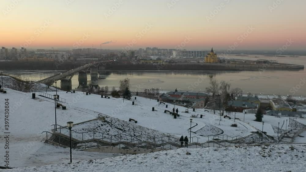 Sunset winter view of Nizhny Novgorod Sunset winter view of Nizhny Novgorod