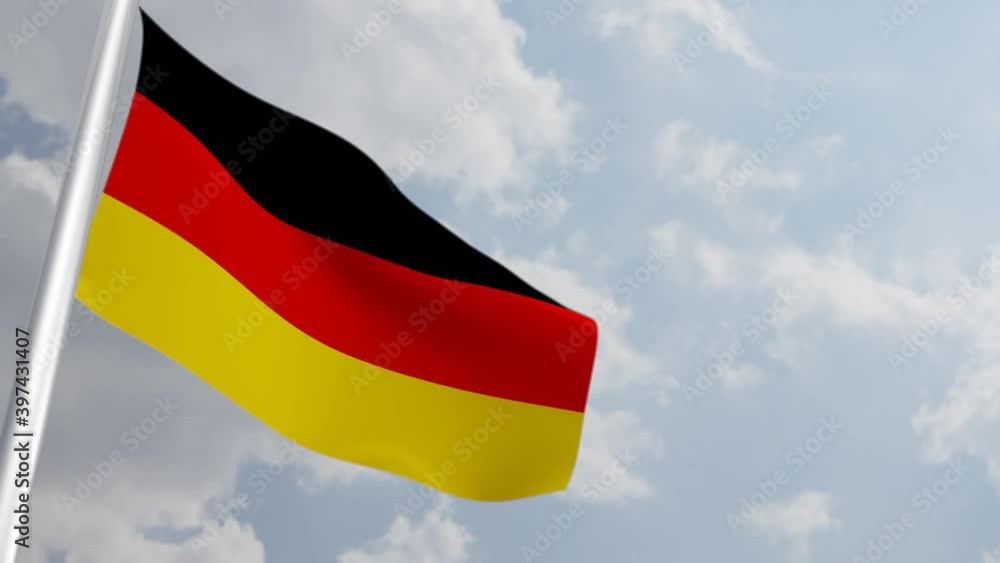 German Flag with 3D Rendering Big Closeup. 4K German Flag with 3D Rendering Big Closeup. 4K