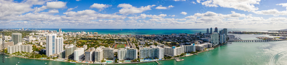 Beautiful Miami Beach landscape photo aerial panorama style