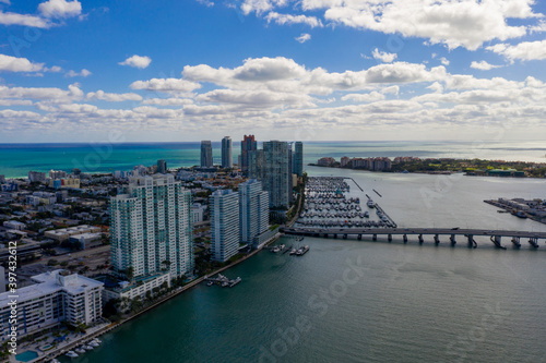 Aerial photo Miami Beach in cloud cover shadow