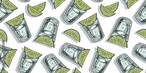 Wallpaper Mural Pattern wallpaper of cocktail tequila with lime bar design