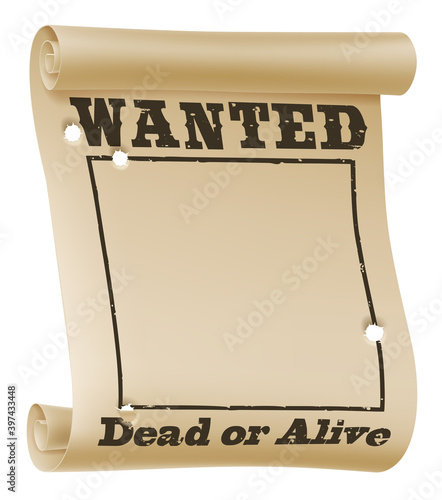 A wanted dead or alive old west bounty hunter poster background sign