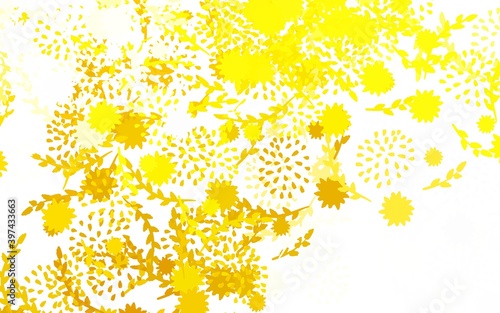 Light Yellow vector doodle backdrop with flowers, roses.