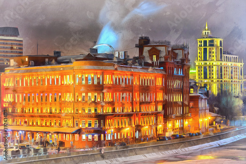 Canvas Print The city beautiful christmas street illumination on New Year holidays colorful p