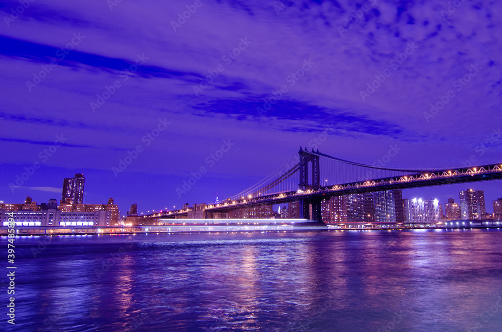 Manhattan Bridge at night - New York Cty, United States of America