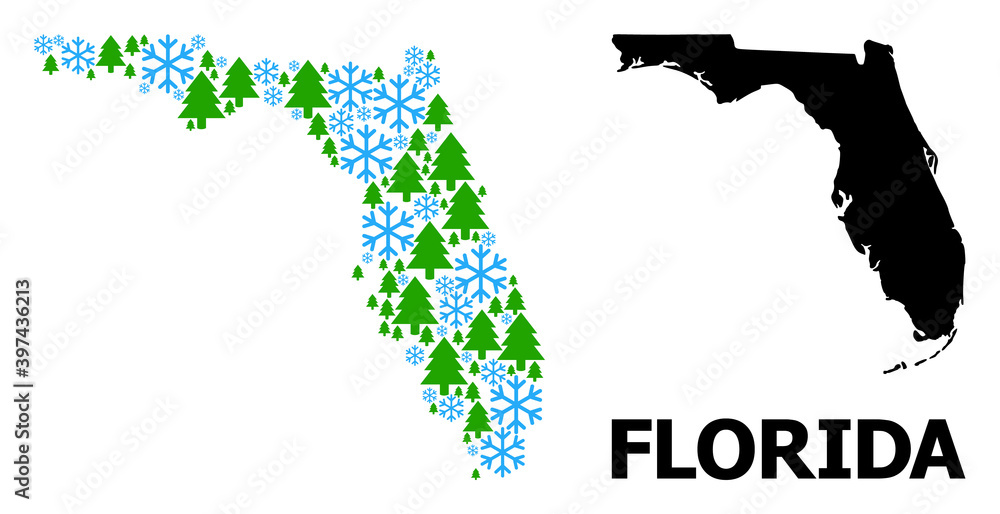 Vector mosaic map of Florida State created for New Year, Christmas, and