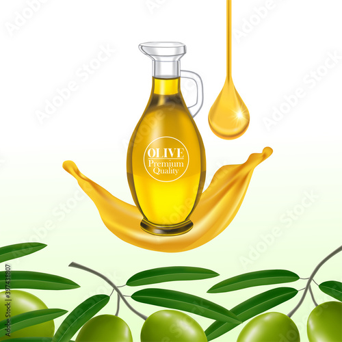 The fresh Olive oil elegant vector illustration.