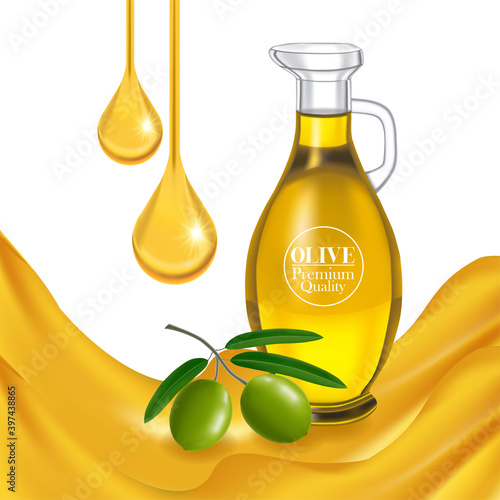 The fresh Olive oil elegant vector illustration.