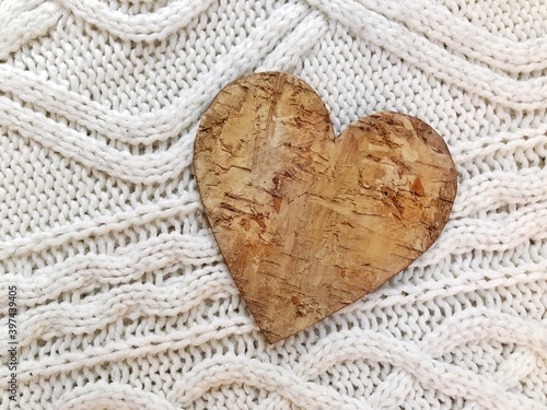 wooden heart on a white sweater. DIY wooden heart on a beautiful sweater back...