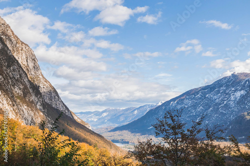 Picturesque mountain landscape. Alps in Triglav National Park in Slovenia in autumn.