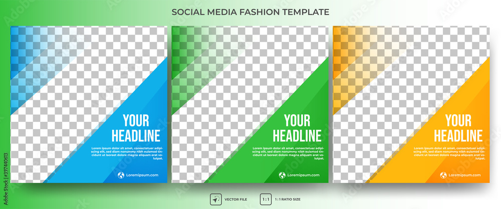 Editable square banner template design. Abstract modern social media template with photo collage. Usable for social media, banner and internet ads.