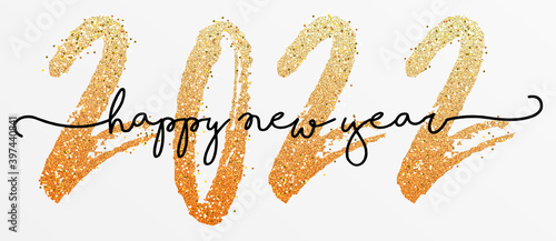 2022 - happy new year 2022 gold glitter
