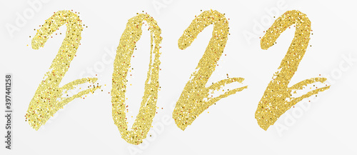 2022 - happy new year 2022 gold glitter