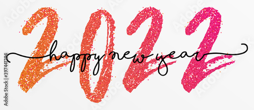2022 - happy new year 2022 gold glitter
