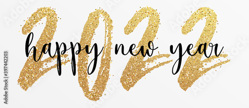 2022 - happy new year 2022 gold glitter