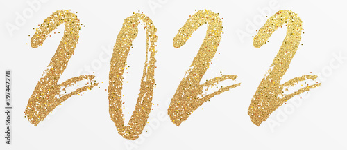 2022 - happy new year 2022 gold glitter