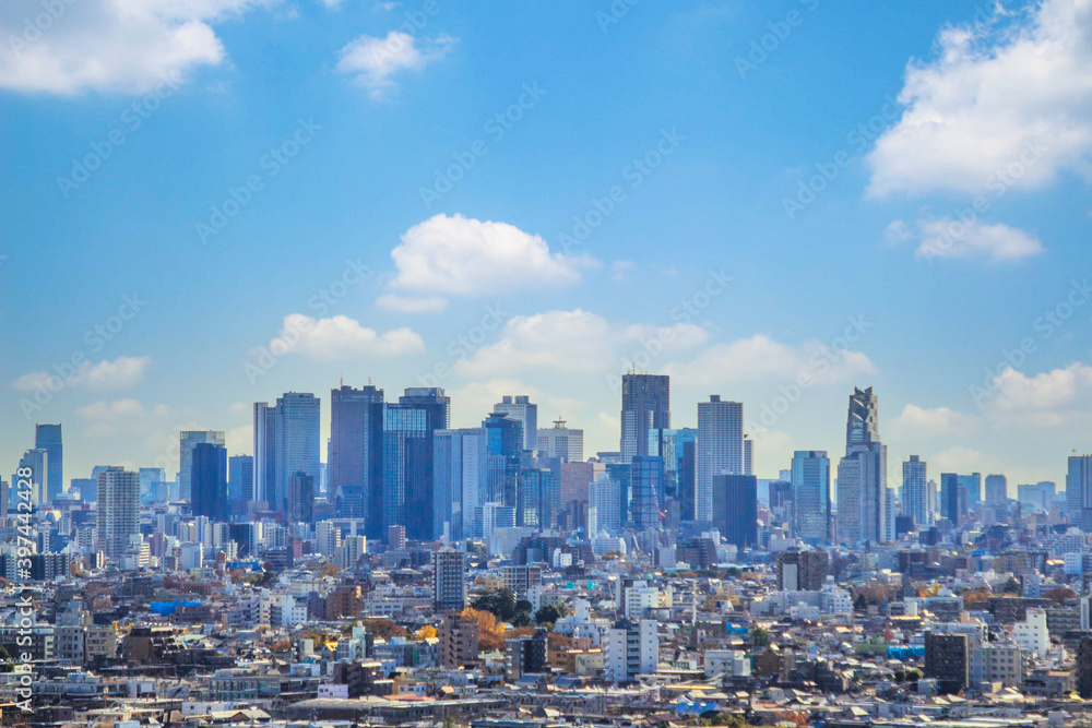 東京　新宿　高層ビル　空と雲　街並み　都市景観　拠点　日本