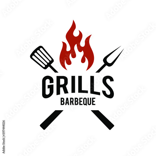 Barbecue logo design. Food or grill template. Vector illustration concept