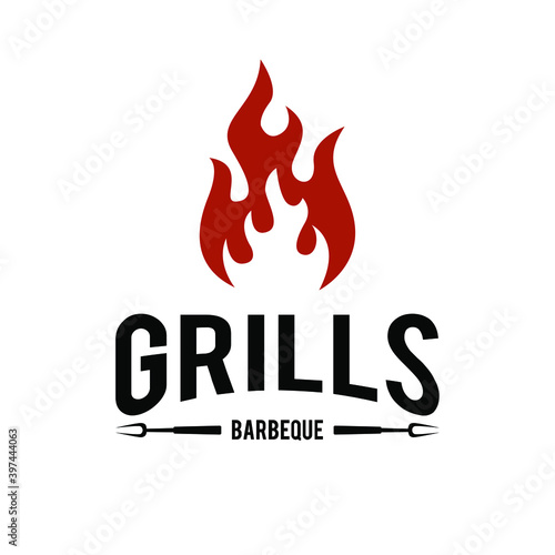 Barbecue logo design. Food or grill template. Vector illustration concept