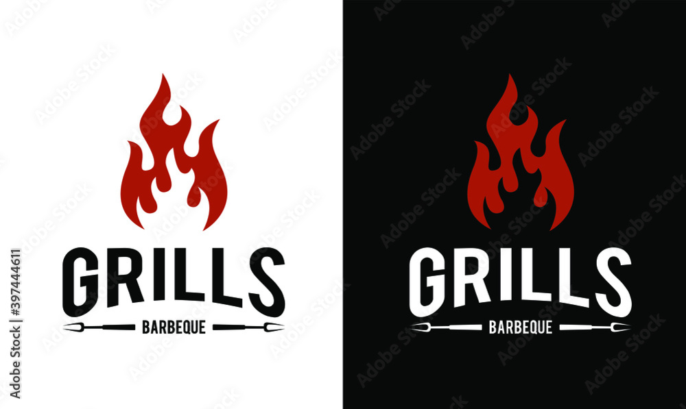 Barbecue logo design. Food or grill template. Vector illustration concept Barbecue logo design. Food or grill template. Vector illustration concept