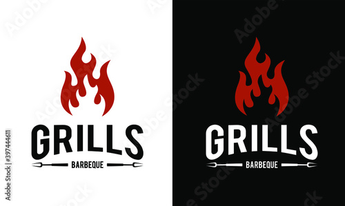 Barbecue logo design. Food or grill template. Vector illustration concept