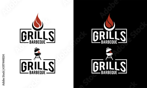 Barbecue logo design. Food or grill template. Vector illustration concept