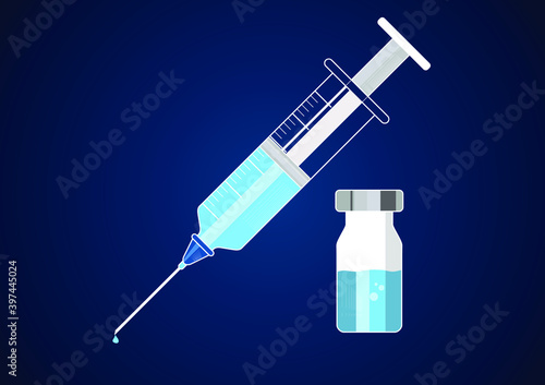 Vaccination concept. Idea of vaccine injection for protection from disease. Medical treatment and healthcare. Immunization metaphor. Vector flat illustration