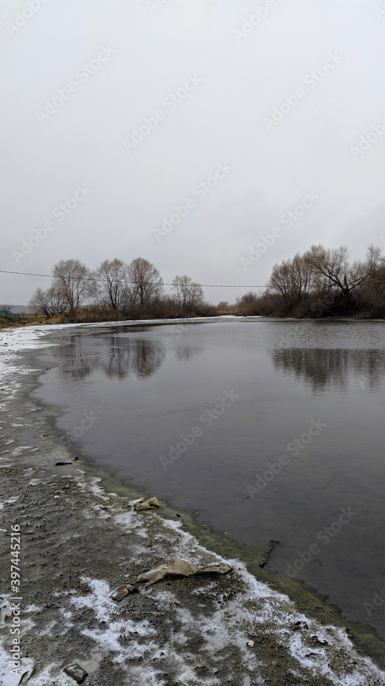 frozen river in winter