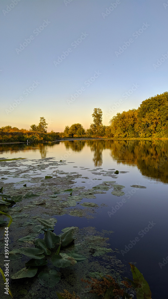 sunset over the river