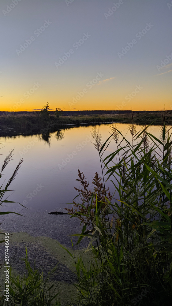 sunset over lake