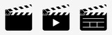 Clapper board icon set. Open movie clapper vector