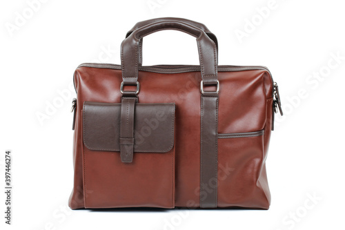 brown leather bag isolated