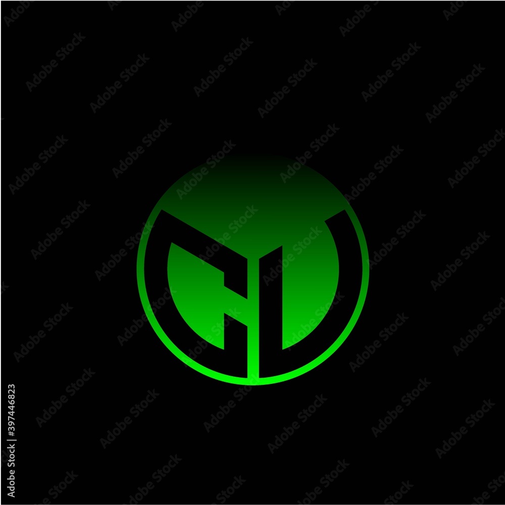Initial letter C U Modern circle with elegant colored background frame Initial letter C U Modern circle with elegant colored background frame