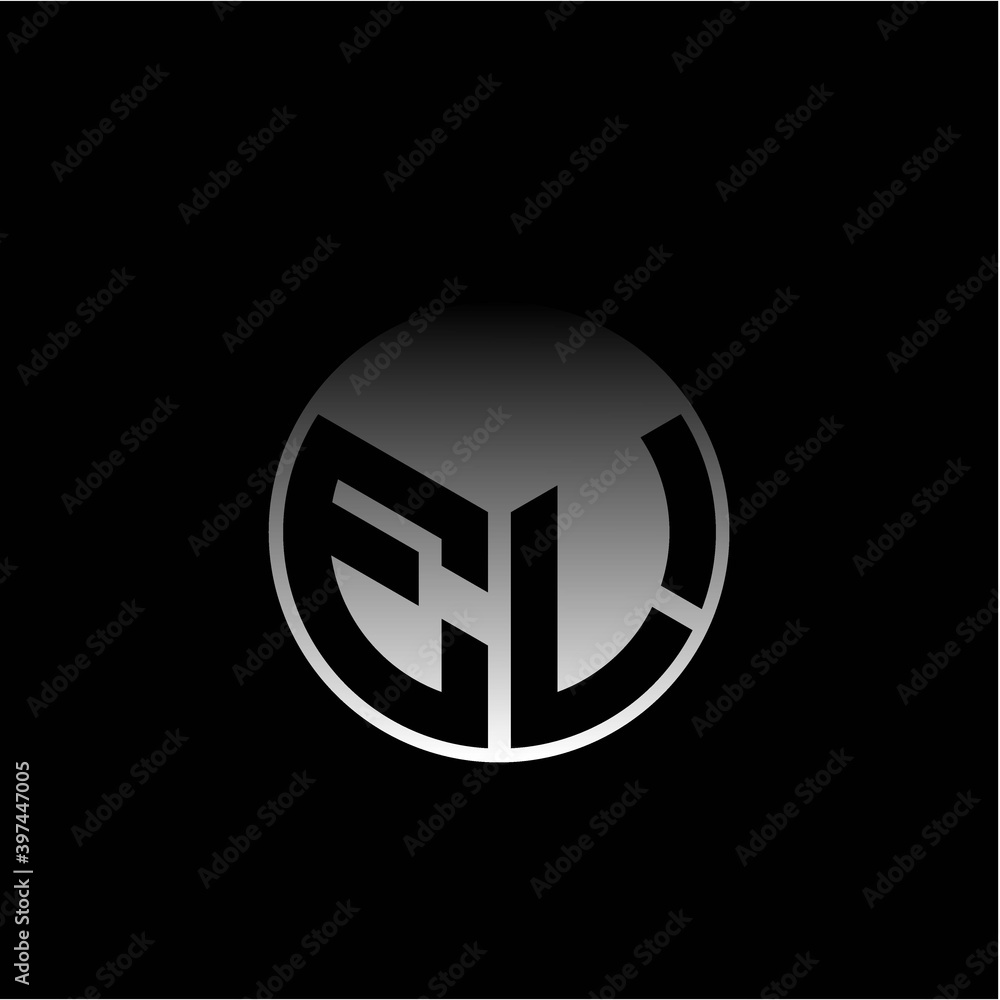 Initial letter E L Modern circle with elegant colored background frame Initial letter E L Modern circle with elegant colored background frame