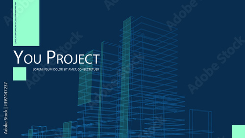 Abstract architecture background, layout brochure template, abstract architecture composition.  Geometric design.