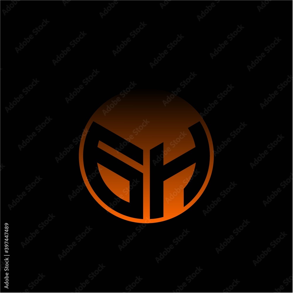 Initial letter G H Modern circle with elegant colored background frame Initial letter G H Modern circle with elegant colored background frame