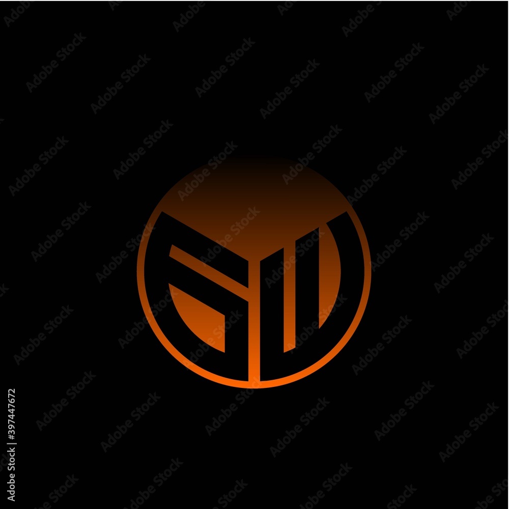 Initial letter G W Modern circle with elegant colored background frame Initial letter G W Modern circle with elegant colored background frame