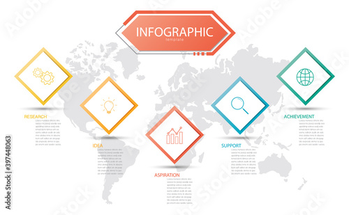 presentation business info-graphic template  abstract infographics number options template used for web design  business step options  banner. Vector illustration EPS10.