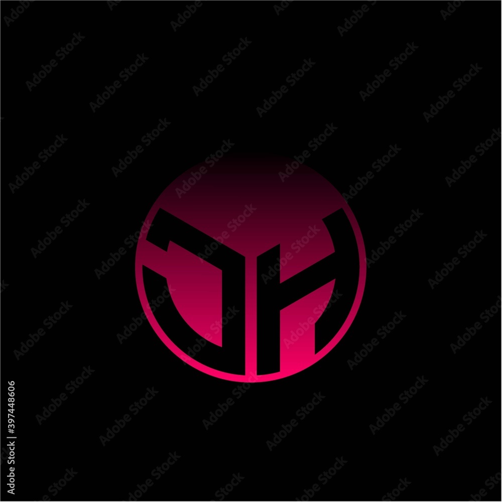 Initial letter J H Modern circle with elegant colored background frame Initial letter J H Modern circle with elegant colored background frame
