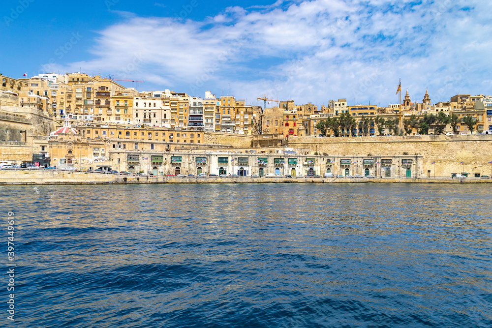 The Grand Harbour side of the city of Valletta, Malta.