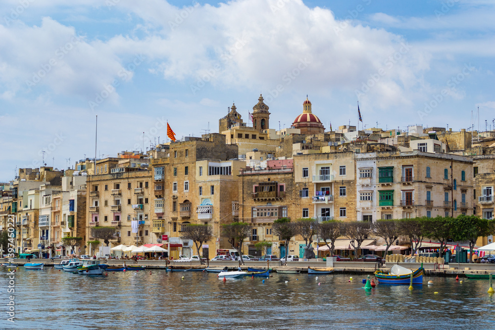 Apartments in the city of Senglea in Malta, overlooking Dockyard Creek.