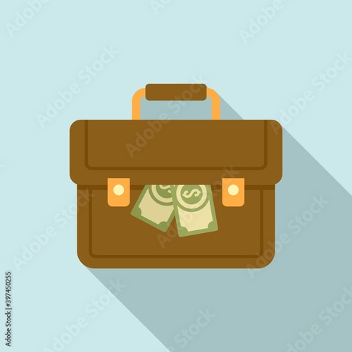 Briefcase money bribery icon. Flat illustration of briefcase money bribery vector icon for web design