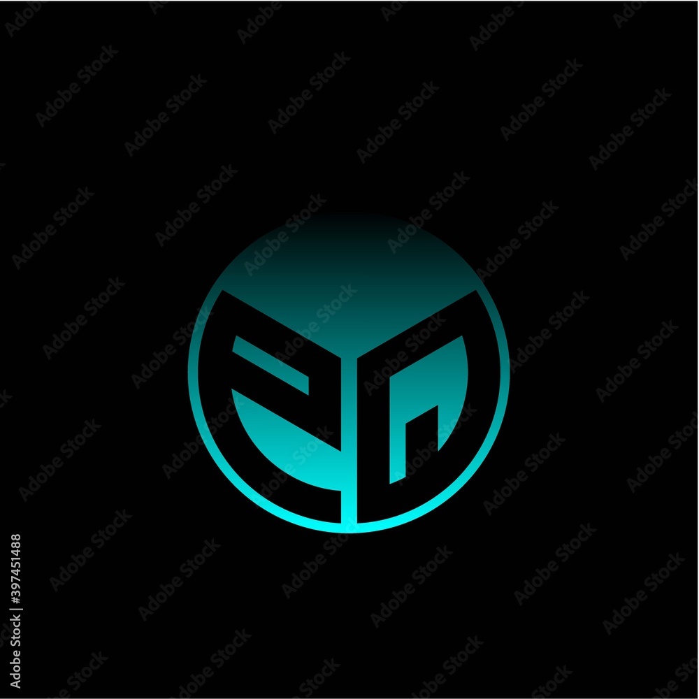 Initial letter P Q Modern circle with elegant colored background frame Initial letter P Q Modern circle with elegant colored background frame