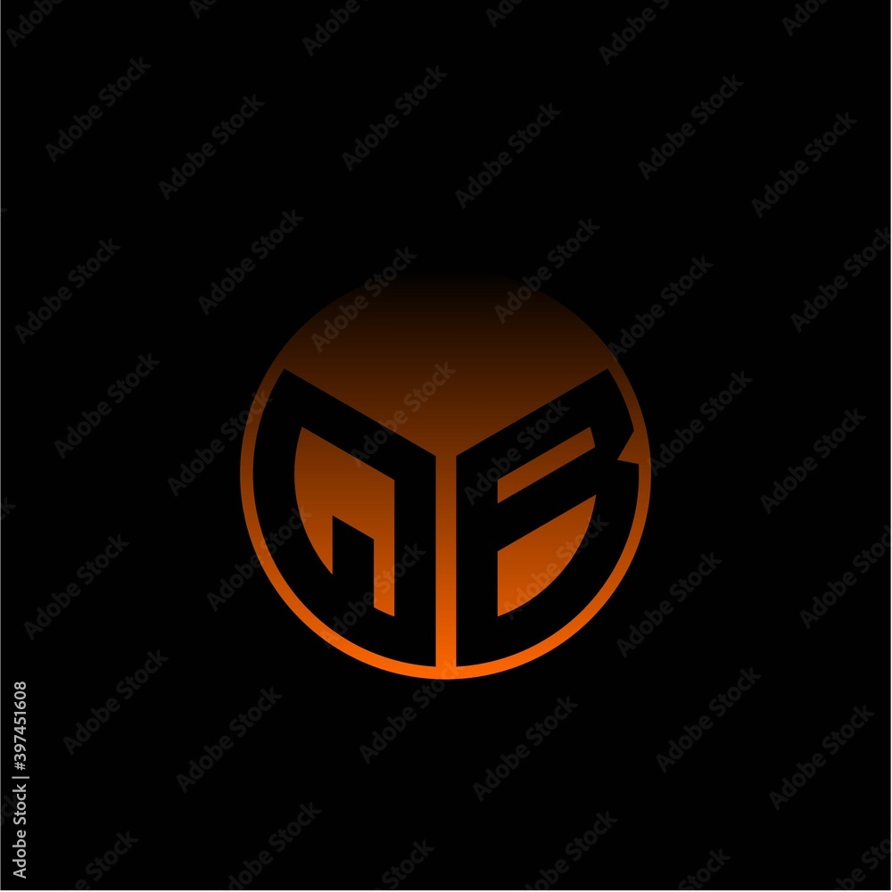 Initial letter Q B Modern circle with elegant colored background frame Initial letter Q B Modern circle with elegant colored background frame