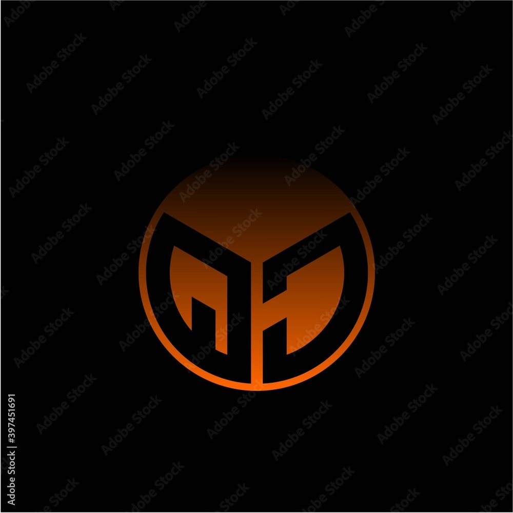 Initial letter Q J Modern circle with elegant colored background frame Initial letter Q J Modern circle with elegant colored background frame