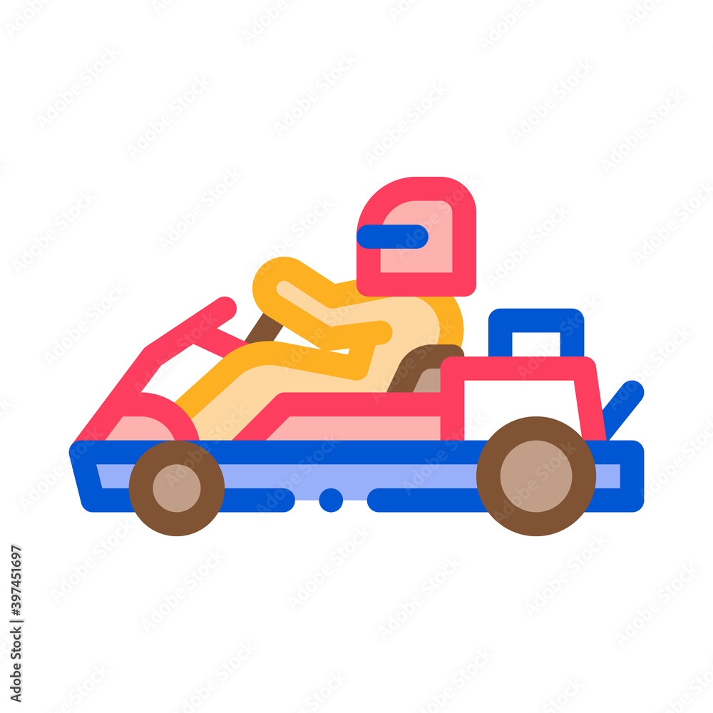 driver driving kart color icon vector. driver driving kart sign. isolated symbol illustration