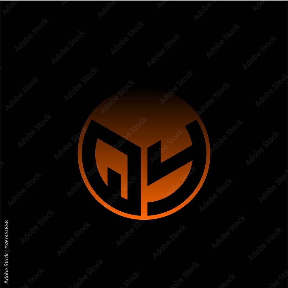 Initial letter Q Y Modern circle with elegant colored background frame Initial letter Q Y Modern circle with elegant colored background frame