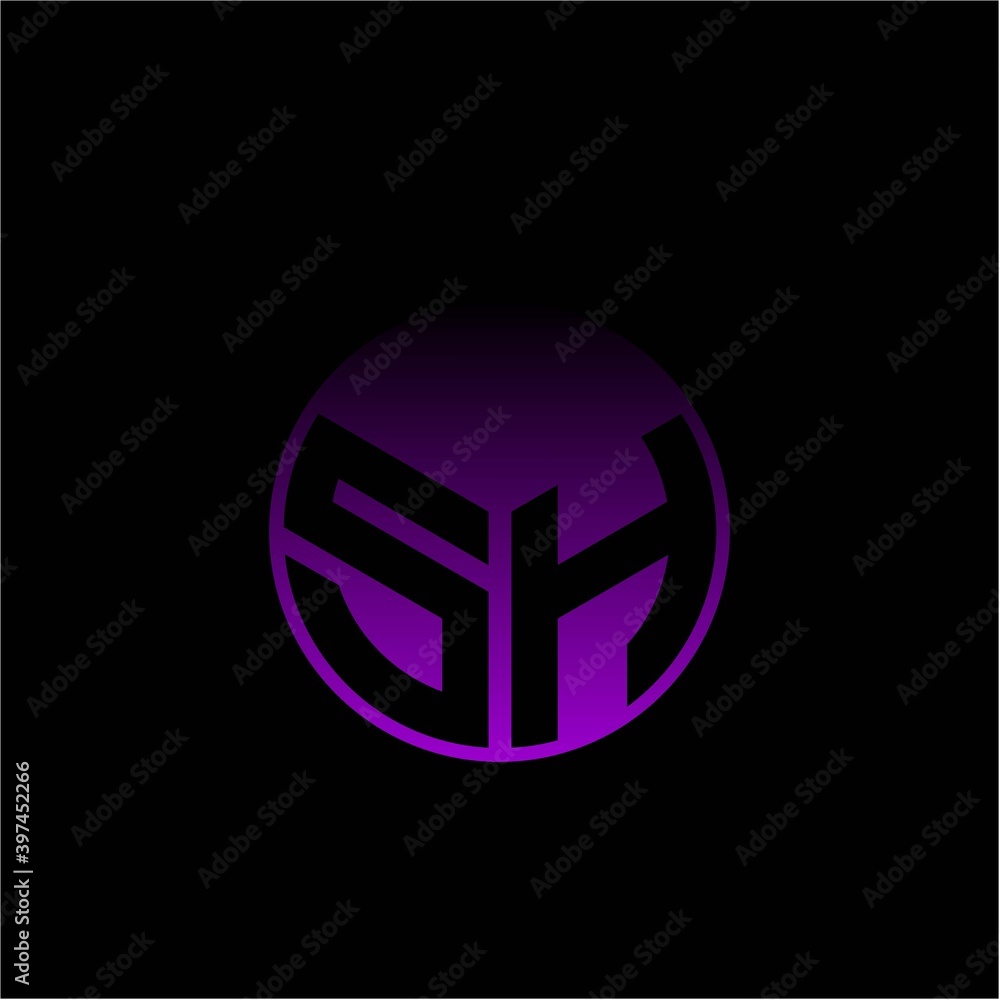 Initial letter S H Modern circle with elegant colored background frame Initial letter S H Modern circle with elegant colored background frame