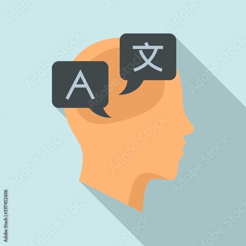 Thinking like linguist icon. Flat illustration of thinking like linguist vector icon for web design