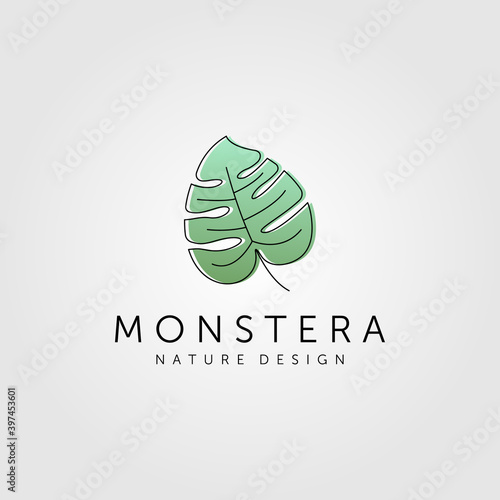 monstera deliciosa leaf logo vector minimalist illustration symbol design
